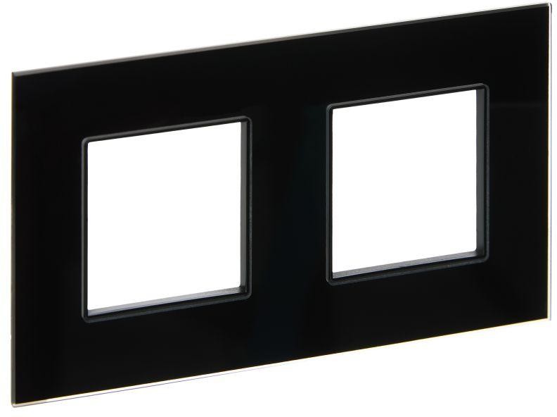 Рамка 2-м SKANDY SK-F22Bl стекло черн. IEK SK-M22-G-K02